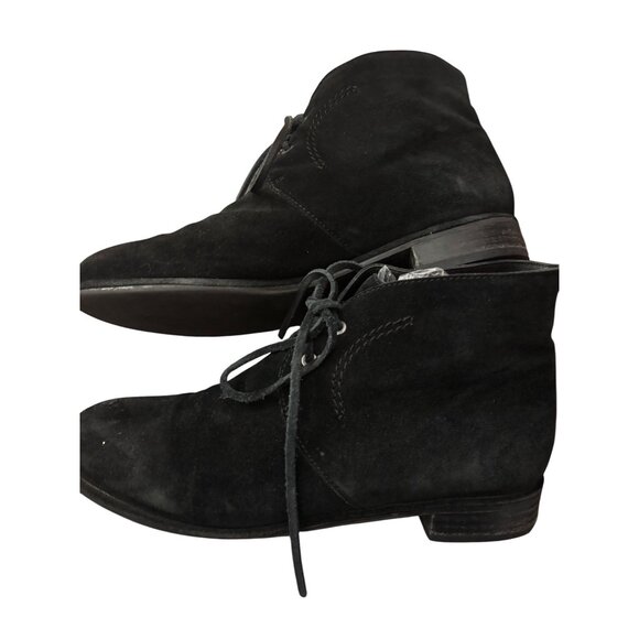 Via Spiga Womens Black Suede Ankle Booties Lace-Up Size 8M Leather Upper - Picture 2 of 12